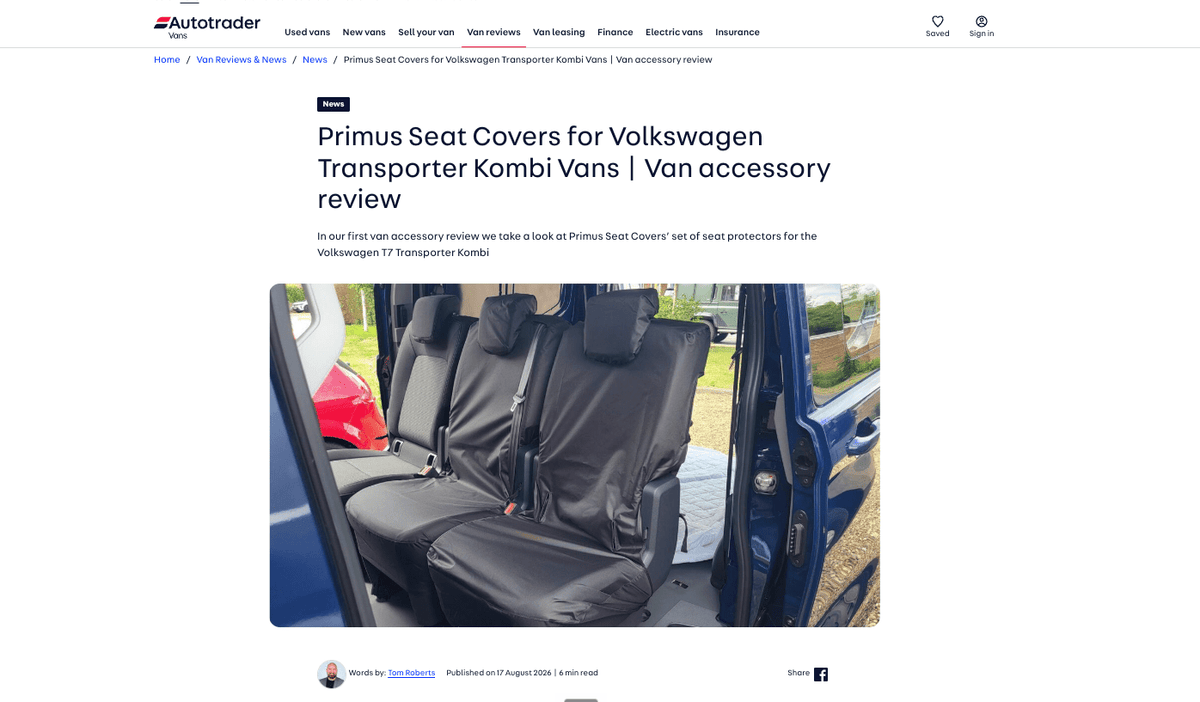 Primus Featured in AutoTrader’s First Van Accessory Review - Primus Seat Covers