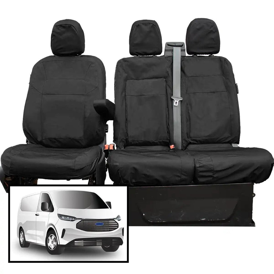 Full set of Ford Transit Custom Seat Covers (2024 onwards, with fold-down tray)