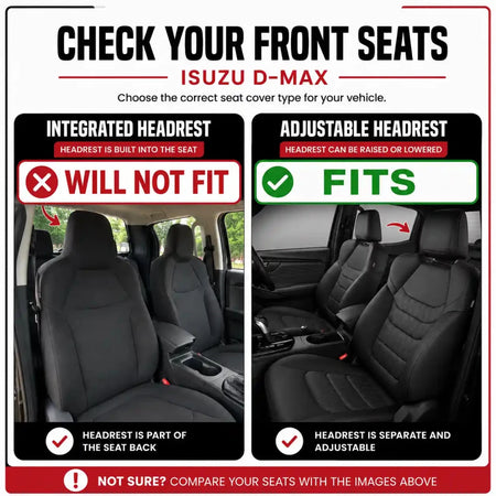 Front seat covers for Isuzu D-Max: black front seats with headrest openings