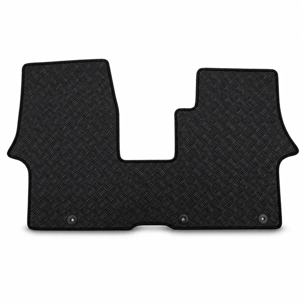 Black rubber floor mat with diamond texture for Kia PV5, driver-side shape