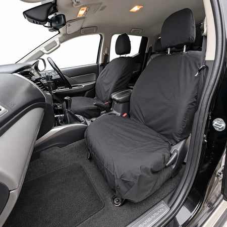 Black front seat cover set for driver and passenger, full cover with headrests