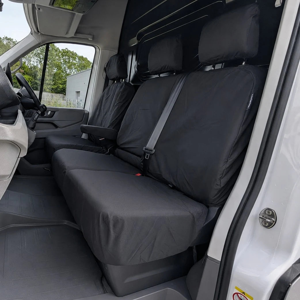 Dark folding passenger seat cover for MAN TGE 2017+, tailored fit with headrest