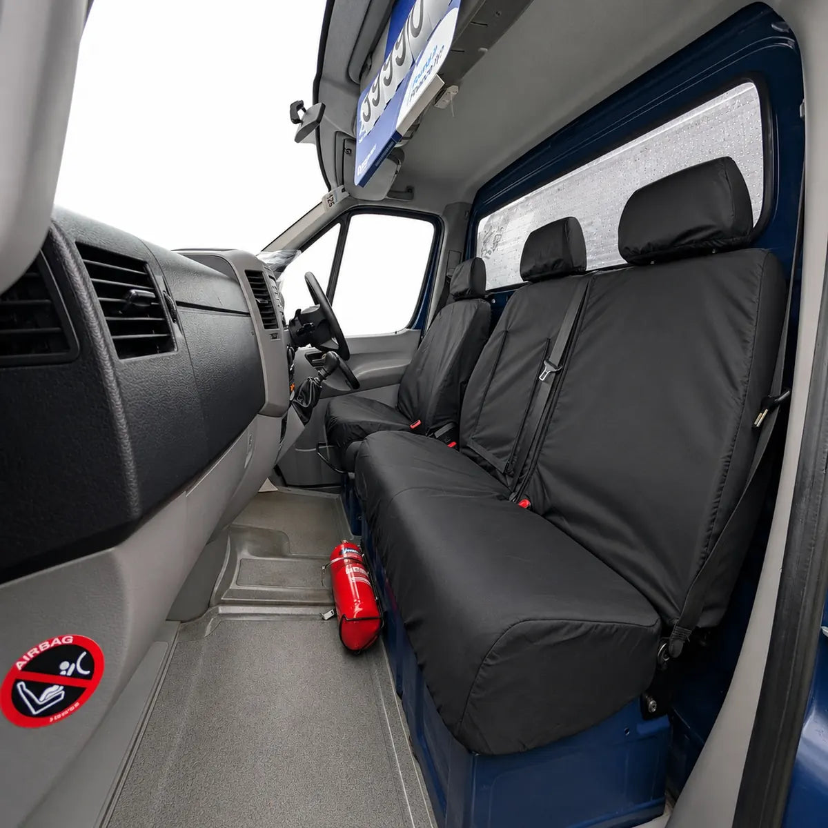 Mercedes Sprinter driver and passenger seat cover set, black fitted covers