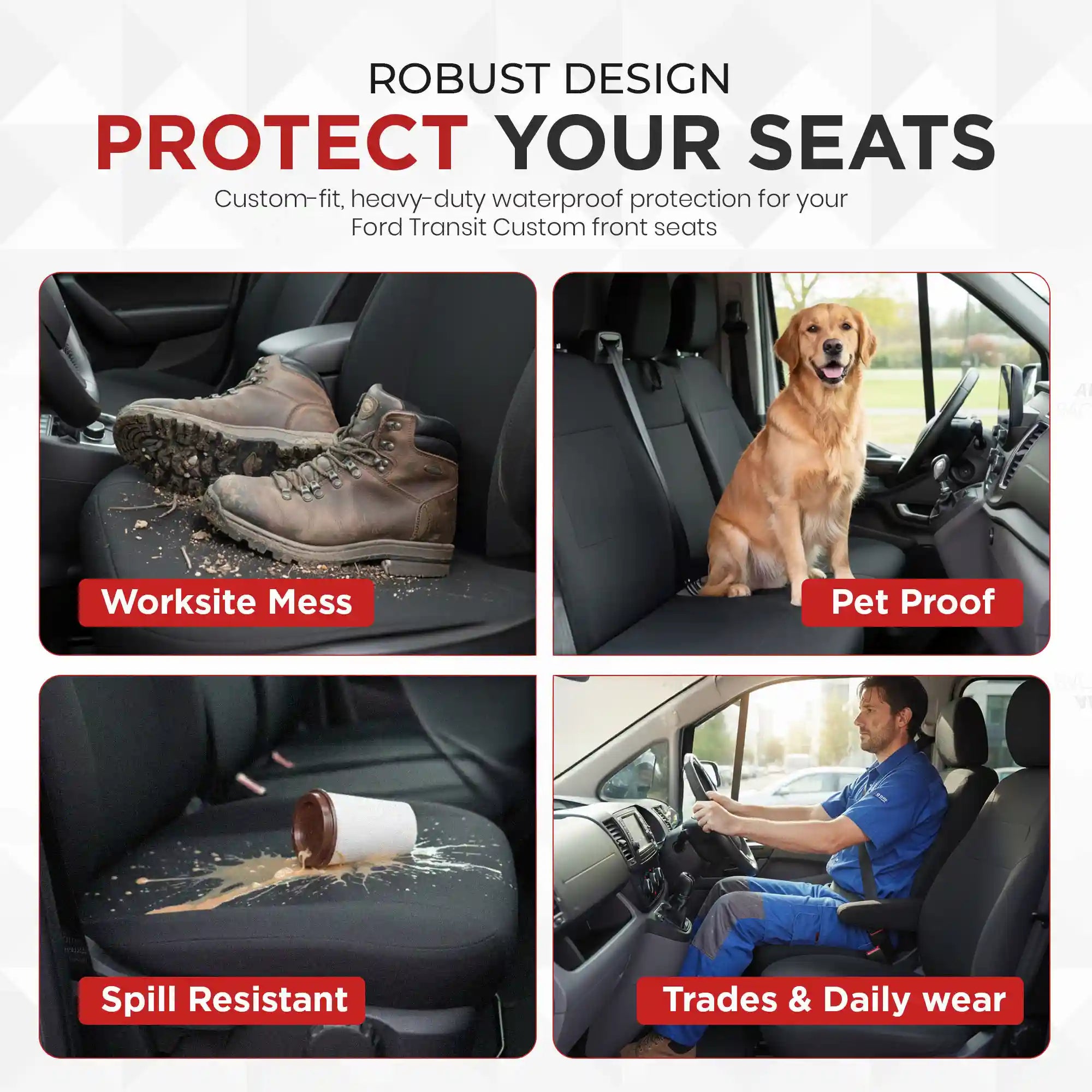 Image showing how seat covers can protect your seats from pets, spills and everyday mess