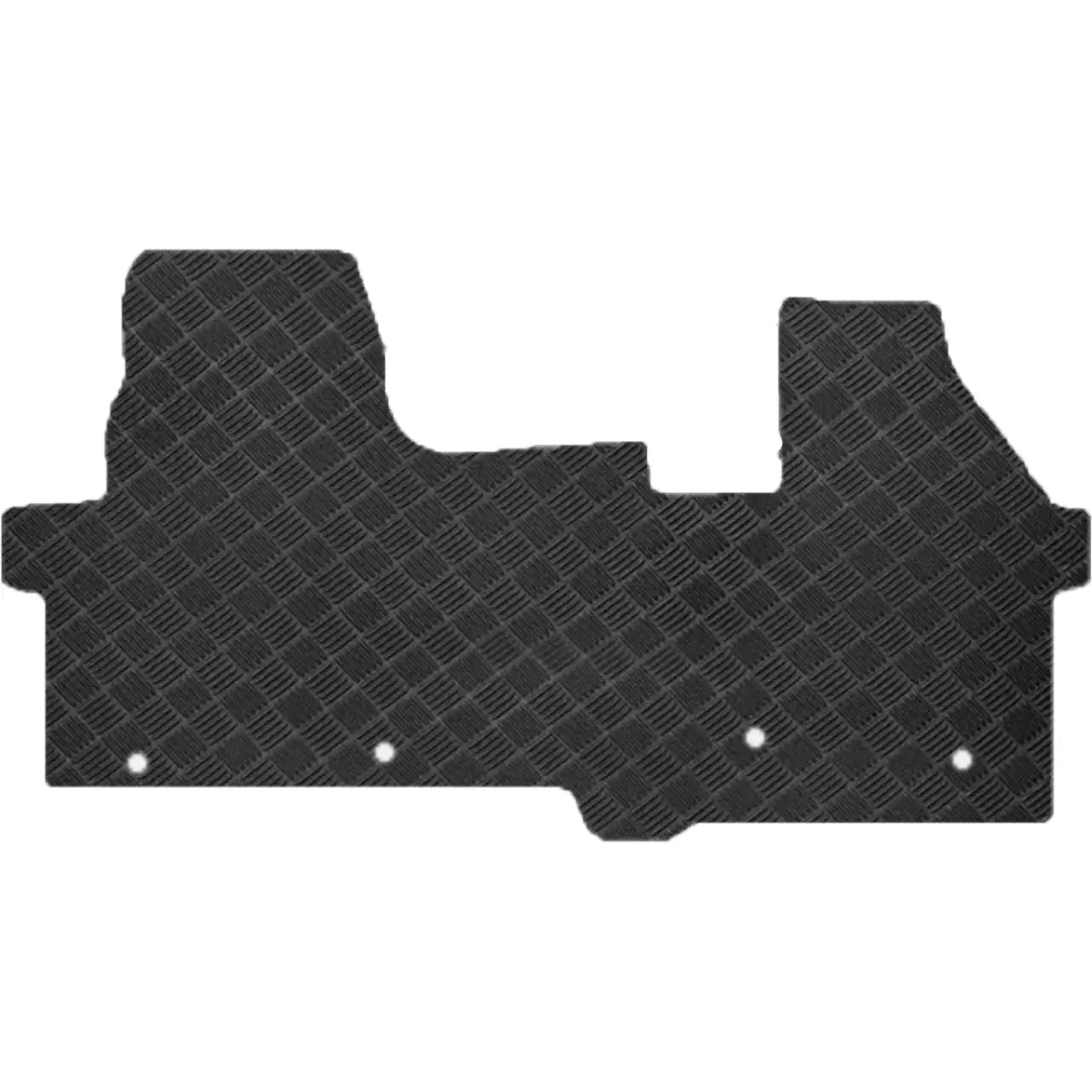 Black car mat with a textured pattern on a white background