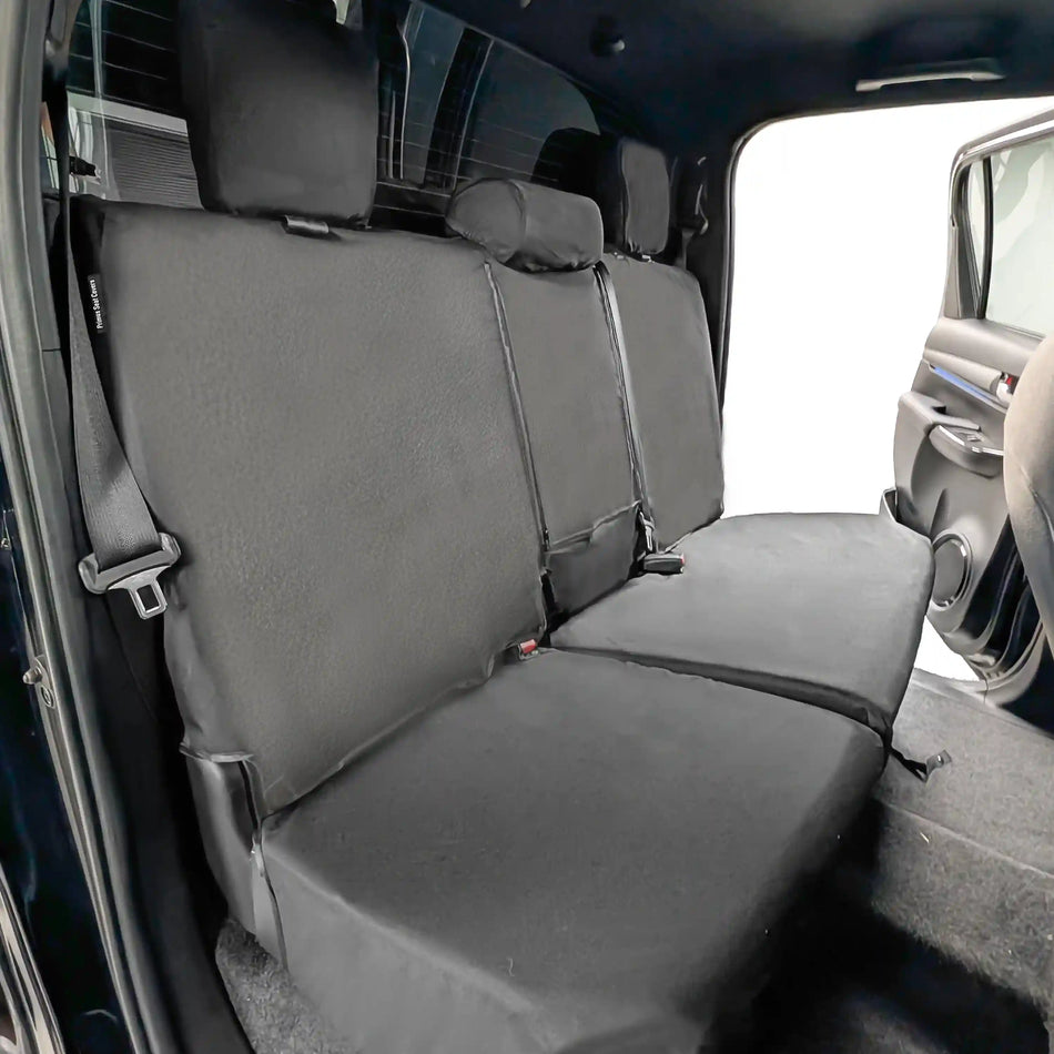 Rear seat covers fitted to the Toyota Hilux
