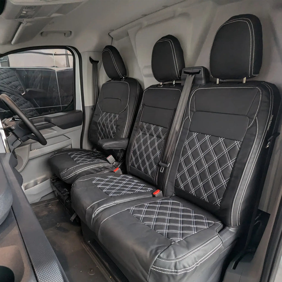 Ford Transit Custom 2023+ Leather Style Seat Cover - Zip Tray Access