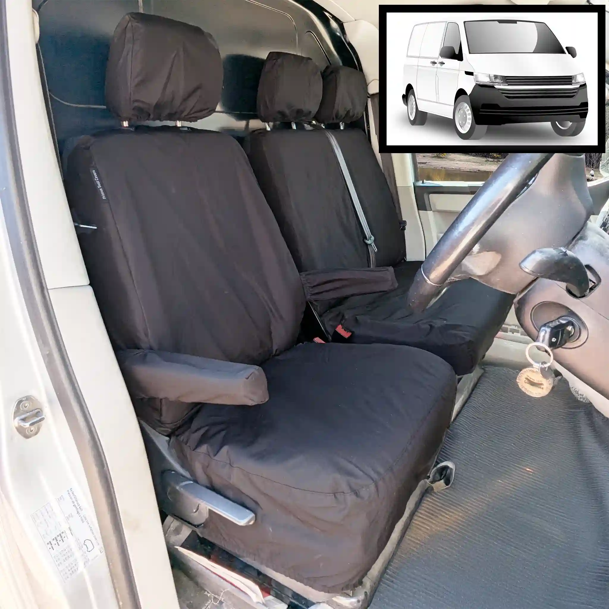 VW TRANSPORTER (T5, T6 & T6.1) Driver & Double Passenger waterproof seat covers