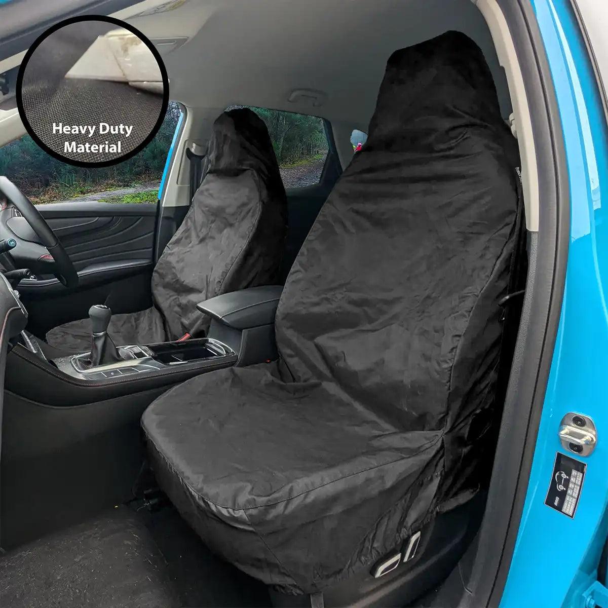 Black Seat Covers in a car with key feature Heavy Duty